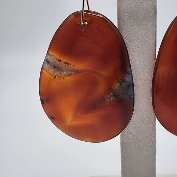 Anthropologie Stone Mountain Carnelian Stone Dangling Earrings - Picture 3 of 5